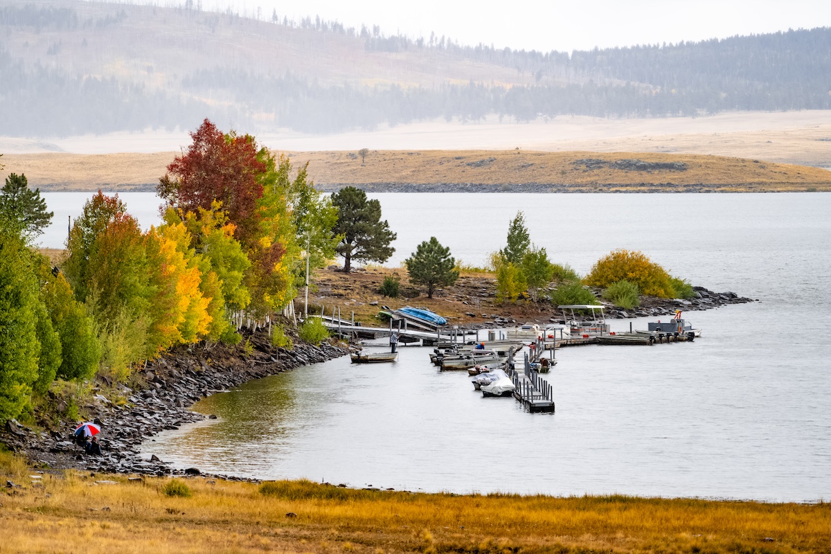 2-Arizona White Mouintain Fall Colors-Big Lake Boat dock East Baldy Trail